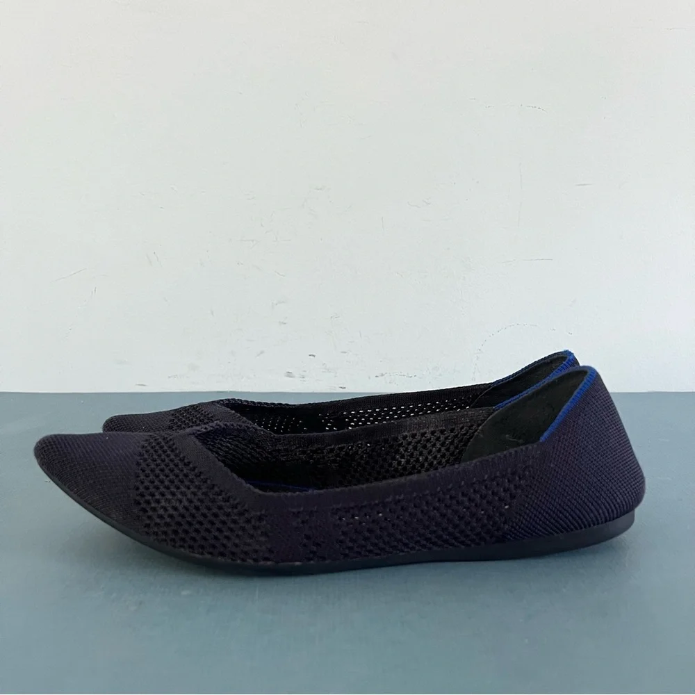 Rothy’s‎ The Point Maritime Lattice Stitch Navy Blue Washable Knit Ballet Flats